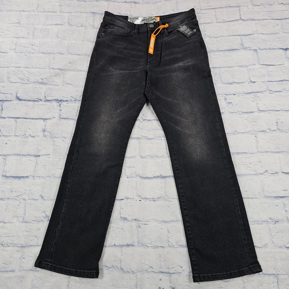Truth + Triumph Straight Fit Jeans Mens 30x30 Black Faded Stretch Denim